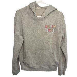 Dutch Bros MEDIUM Gray Cropped Lightweight Hoodie Pink/Yellow/White Ice Cream